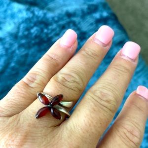 Sterling Silver/ Amber adjustable ring